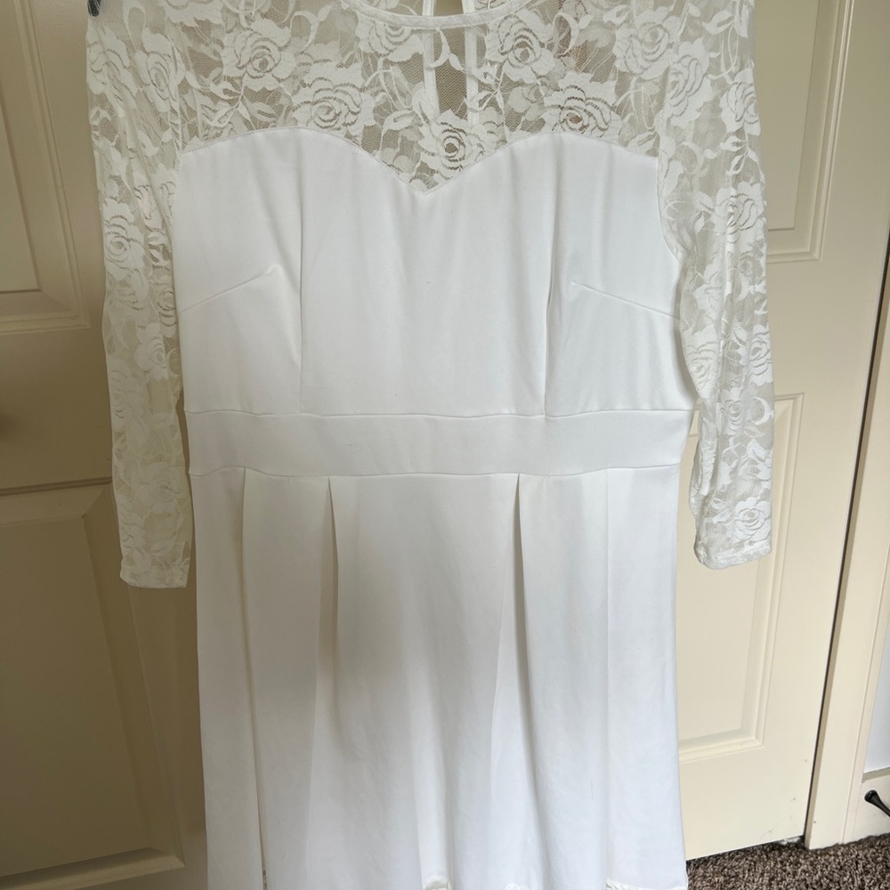 White Lace Midi 3/4 Sleeve Dress Excellent Condition!